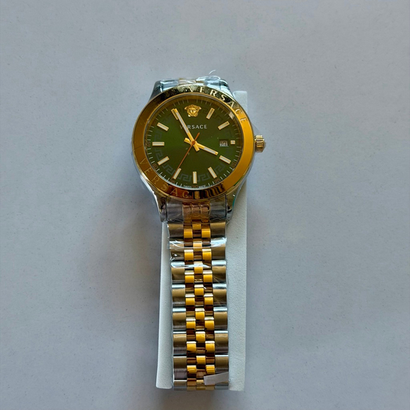 Versace Hellenyium Two Tone Green Dial Watch - Picture 11 of 14